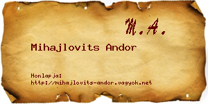 Mihajlovits Andor névjegykártya